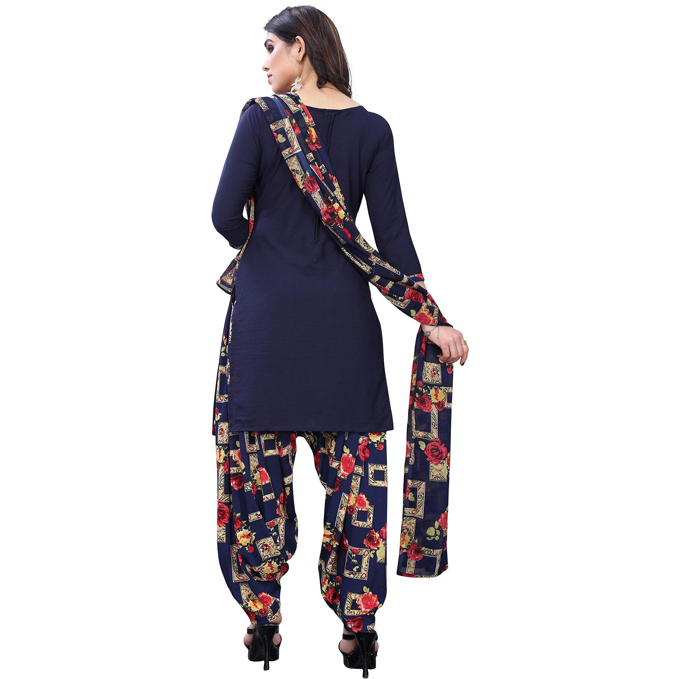 Yashika Women's Crepe Dress Material (Kiara Navy Blue_Free Size)