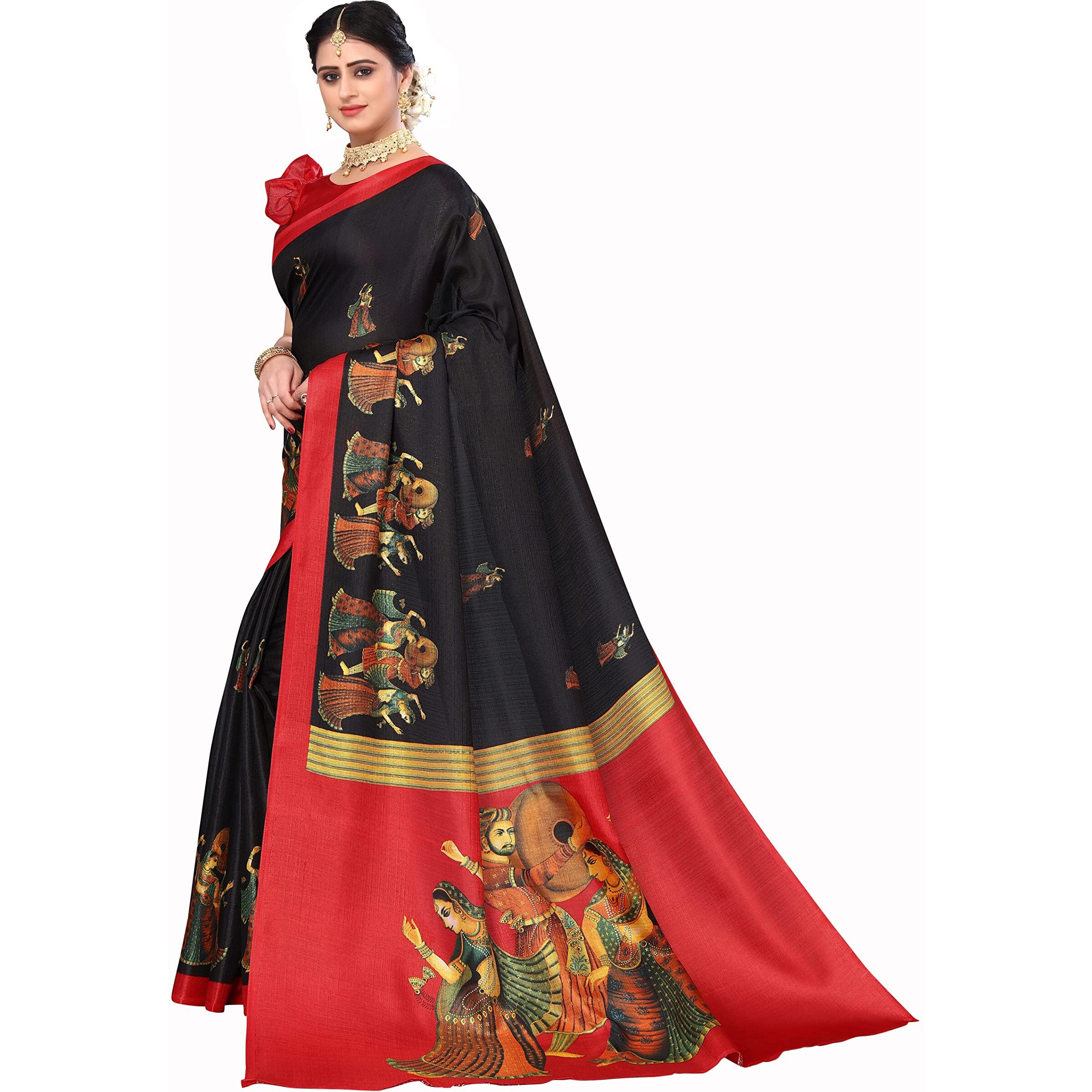Yashika Women's Art Silk Standard Length (New-RAJARANI Black