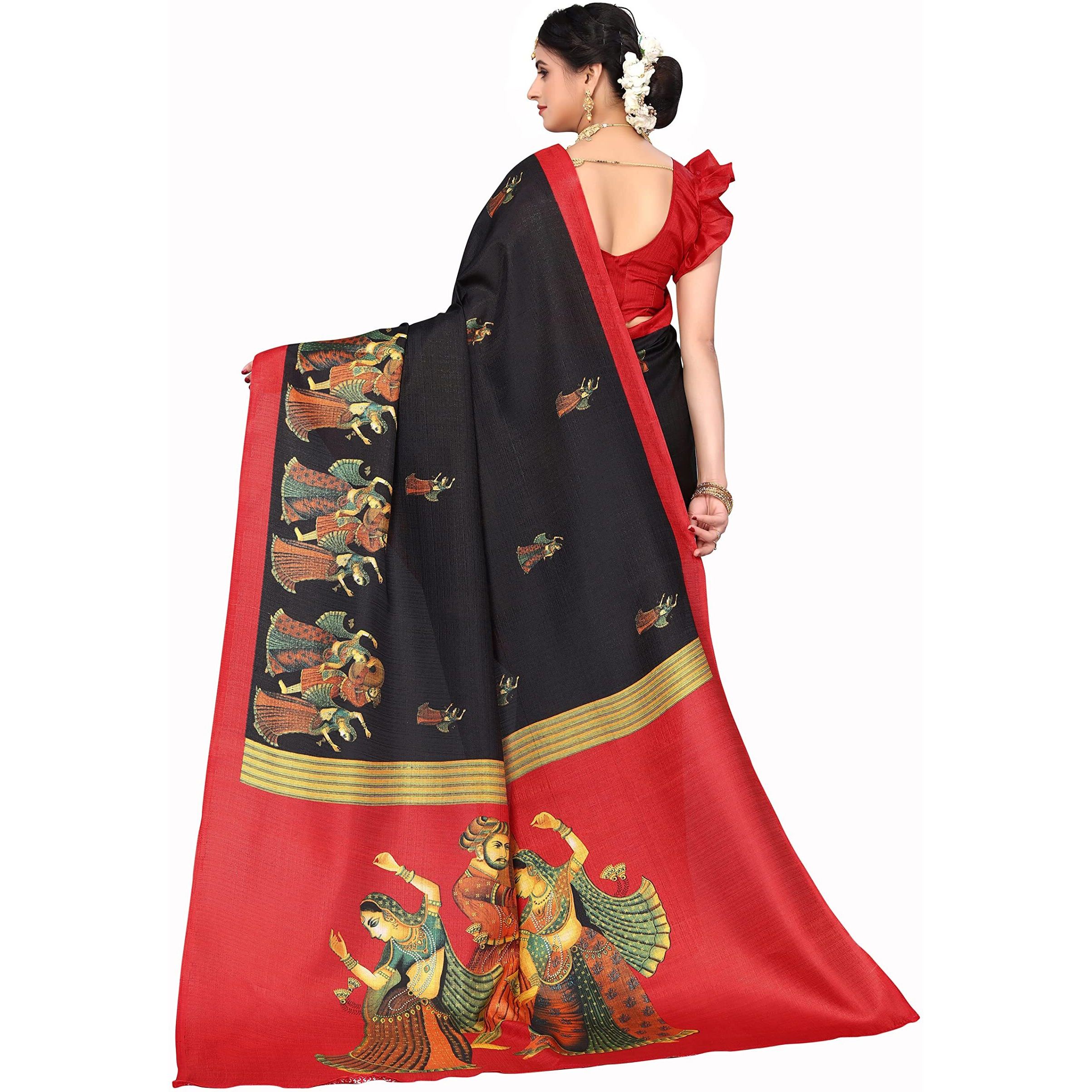 Yashika Women's Art Silk Standard Length (New-RAJARANI Black