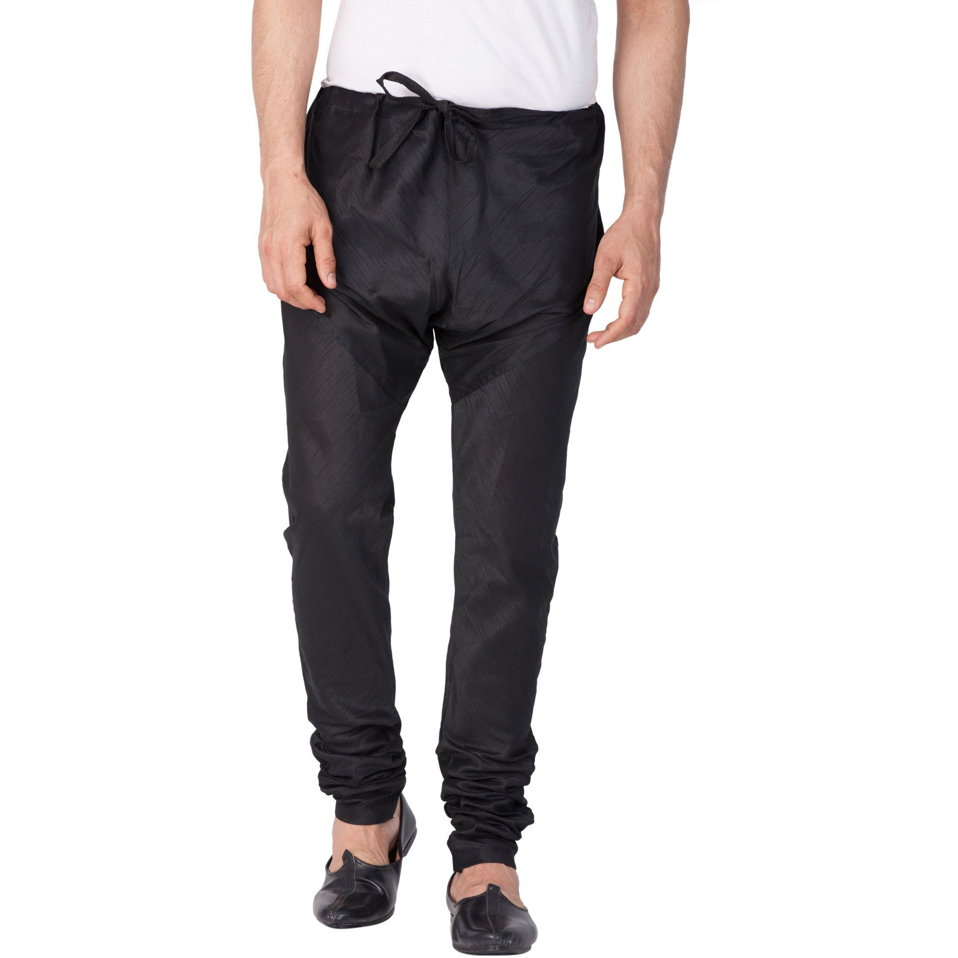 VASTRAMAY VM Mens Silk Blend Black Pyjama - Stylish Lounge Wear for Relaxation and Sleep | Regular Premium Cotton, Elastic Waist, and Classic Design for Ultimate Comfort_VASMPBL_44