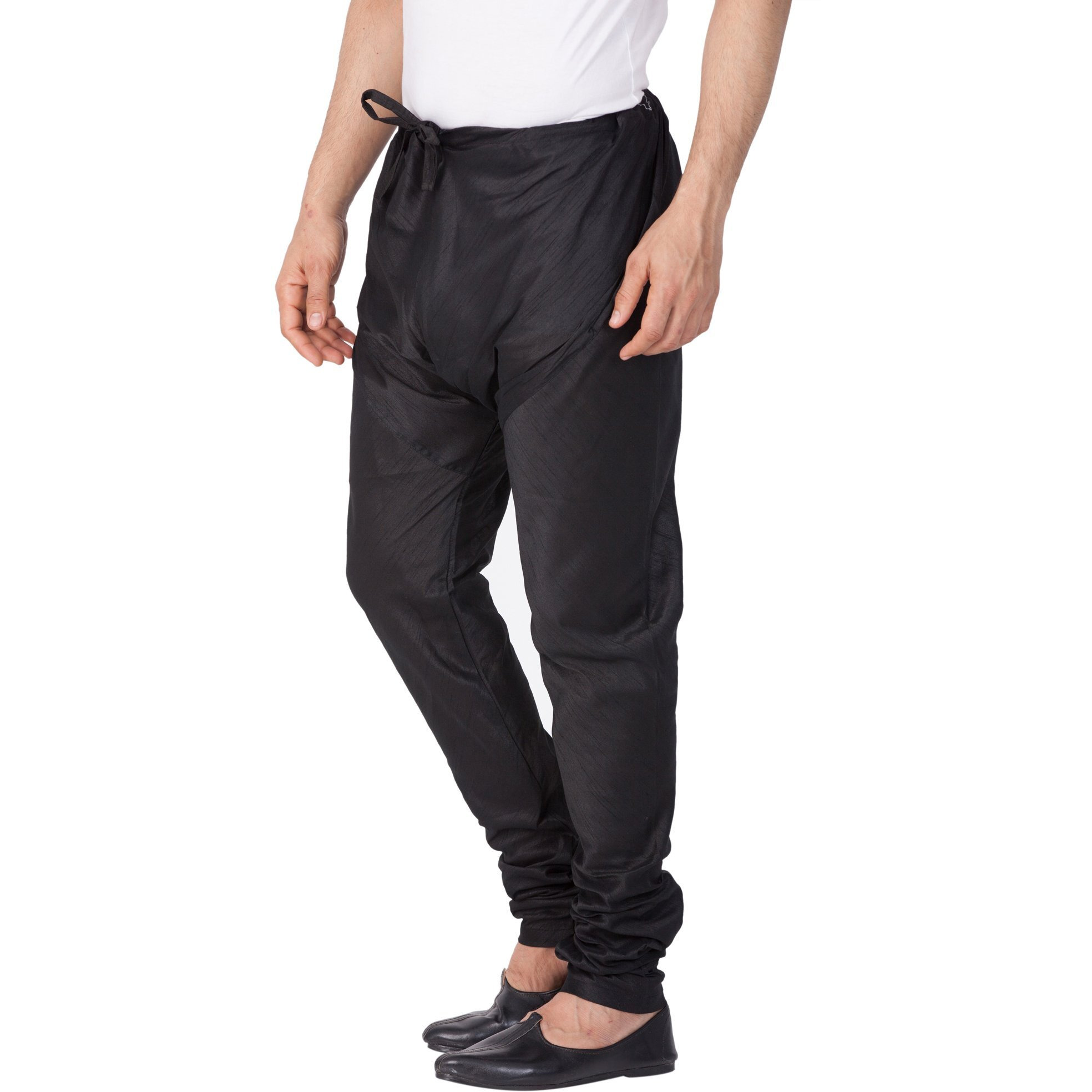 VASTRAMAY VM Mens Silk Blend Black Pyjama - Stylish Lounge Wear for Relaxation and Sleep | Regular Premium Cotton, Elastic Waist, and Classic Design for Ultimate Comfort_VASMPBL_44