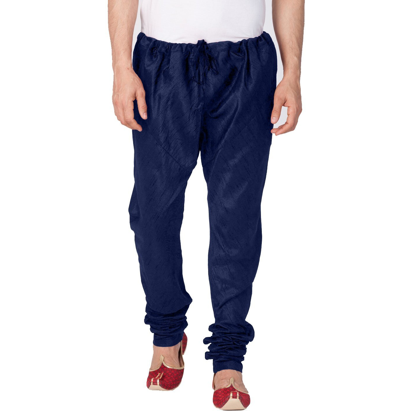 VASTRAMAY Men Cotton Silk Churidar Pyjama (Navy Blue_VASMPNB_38)