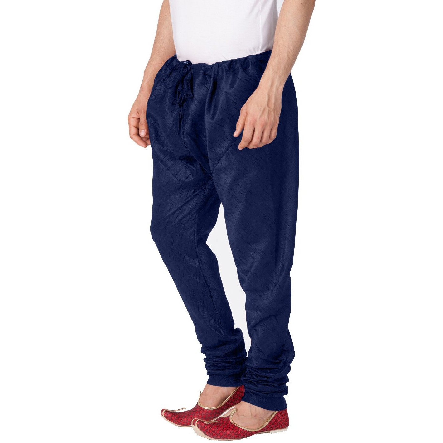 VASTRAMAY Men Cotton Silk Churidar Pyjama (Navy Blue_VASMPNB_38)