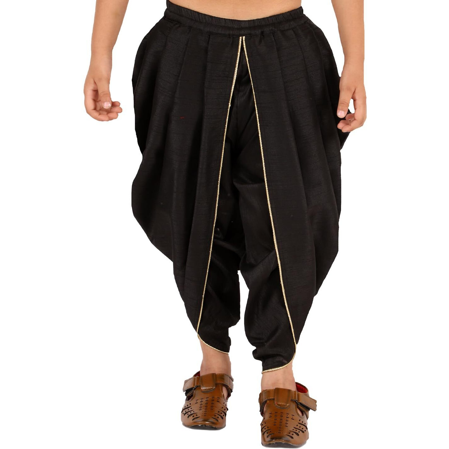 VASTRAMAY Boys' Black Silk Blend Dhoti_VASBRD001BL_20