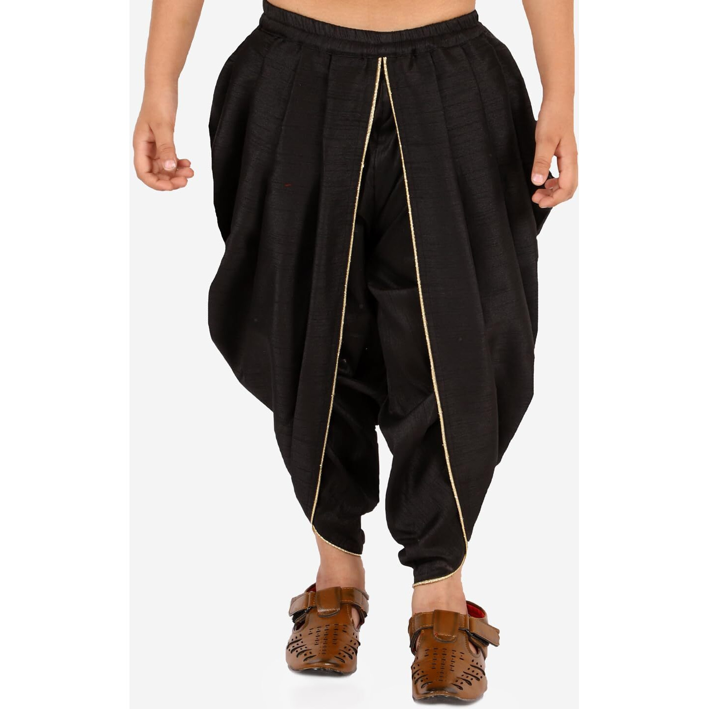 VASTRAMAY Boys' Black Silk Blend Dhoti_VASBRD001BL_20