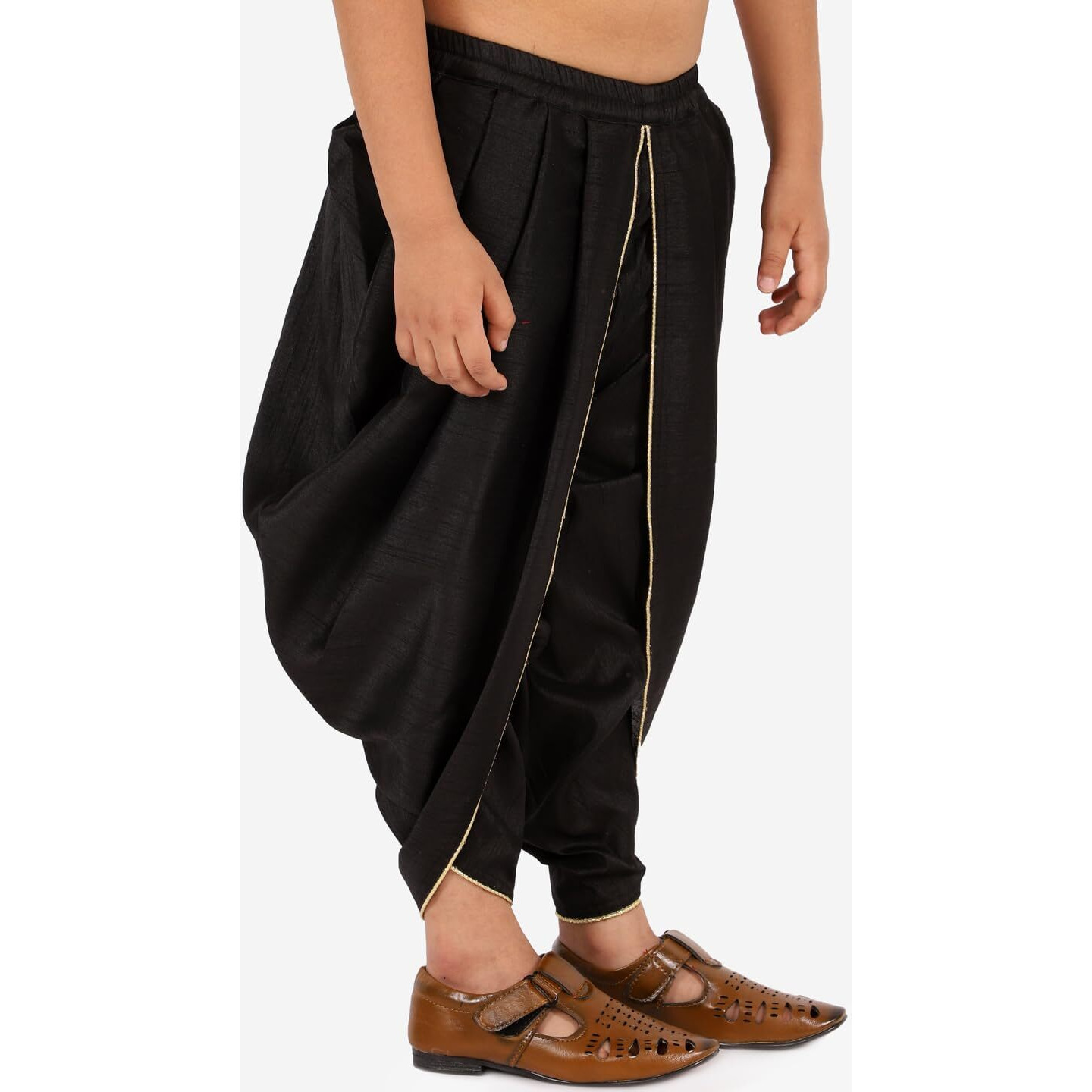 VASTRAMAY Boys' Black Silk Blend Dhoti_VASBRD001BL_20