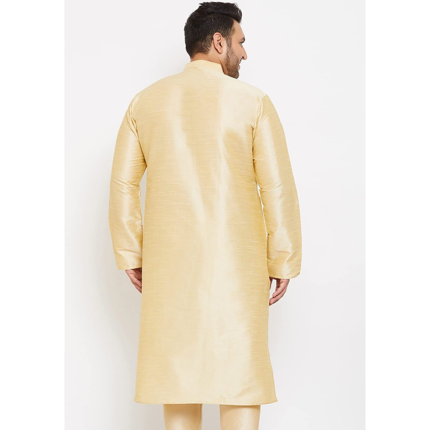 VASTRAMAY Plus Mens Silk Blend Gold Kurta - Elegance for Festivals & Events_VPLUSMK001GO_52