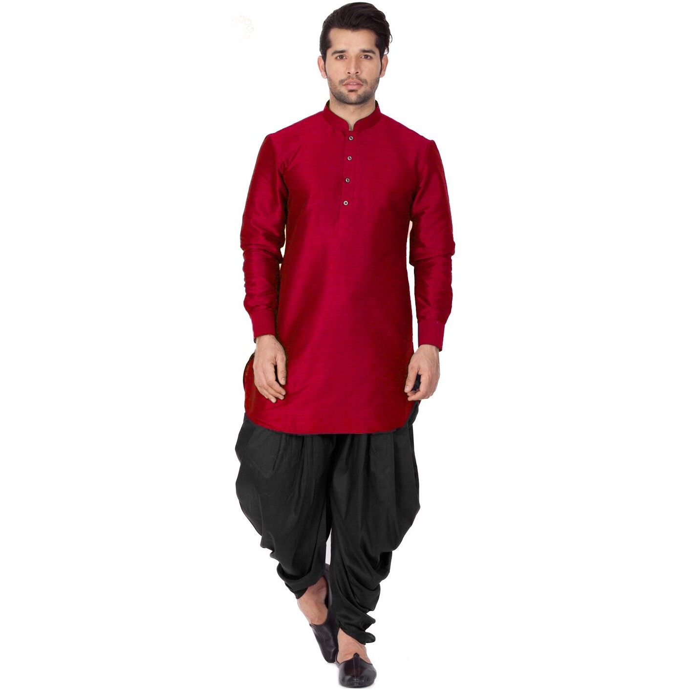 VASTRAMAY VM Mens Silk Blend Maroon Kurta And Dhoti Set - Classic Ethnic Attire_VASMUK001MAnCDBL_40