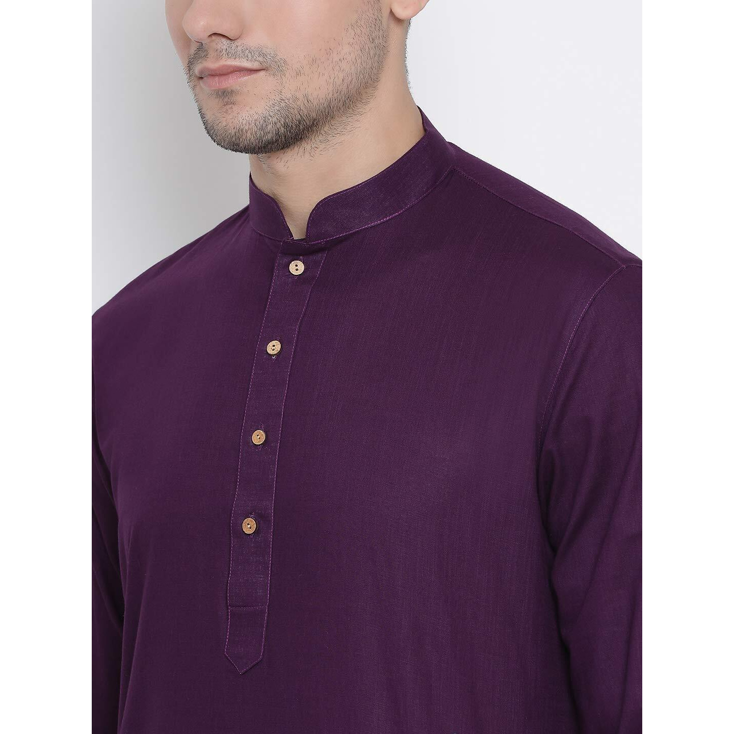 VASTRAMAY Men Purple Cotton Only Kurta (VASMK007PU_36)