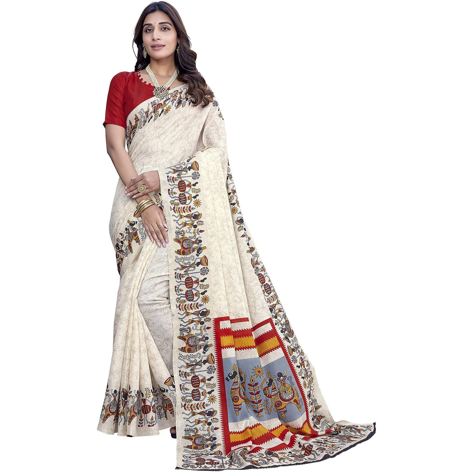 Yashika Plain Art Silk Saree for Women's (AZ-YS-P1-VIVO Orange