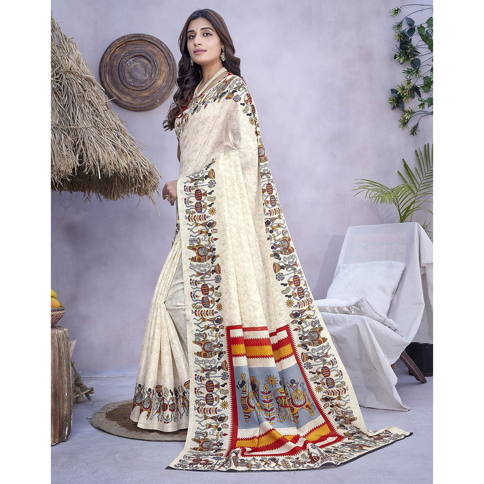 Yashika Plain Art Silk Saree for Women's (AZ-YS-P1-VIVO Orange