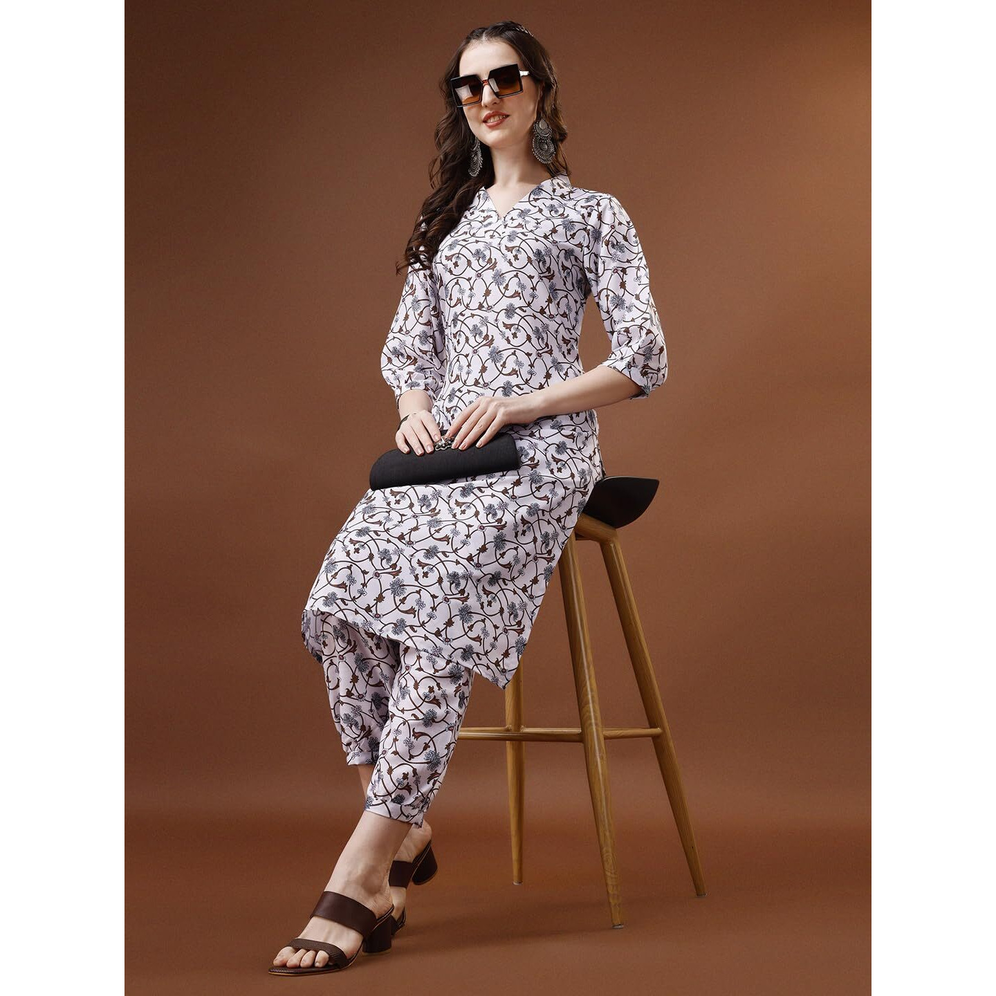 Yashika Women's Printed Cotton Blend Sraight Kurta Pant Set||AZ-YS-P1-KS2072-L White