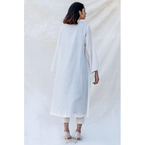 ANNI DESIGNER Women's Cotton Blend Straight Printed Kurta with Pant (Nabhita White_XXL_White_XX-Large)