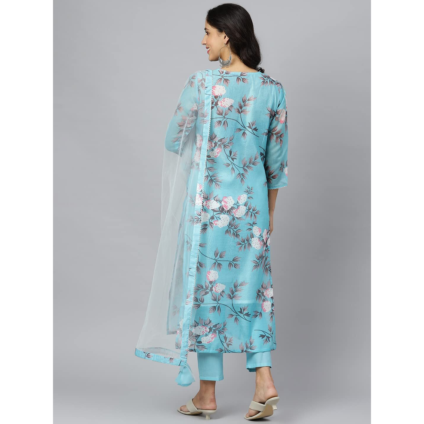 ANNI DESIGNER Women's Cotton Blend Kurta with Pant & Dupatta (Itta STY_Blue_XXXX-Large)