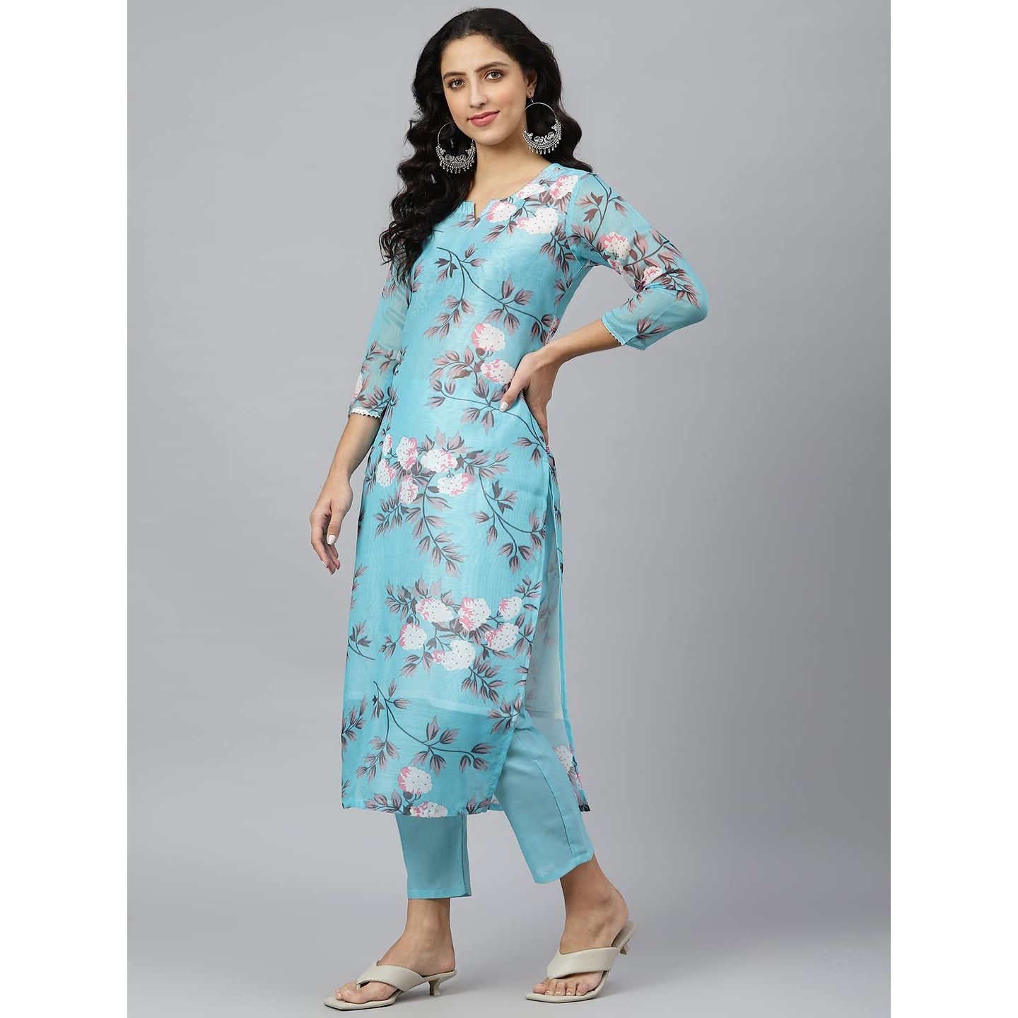 ANNI DESIGNER Women's Cotton Blend Kurta with Pant & Dupatta (Itta STY_Blue_XXXX-Large)