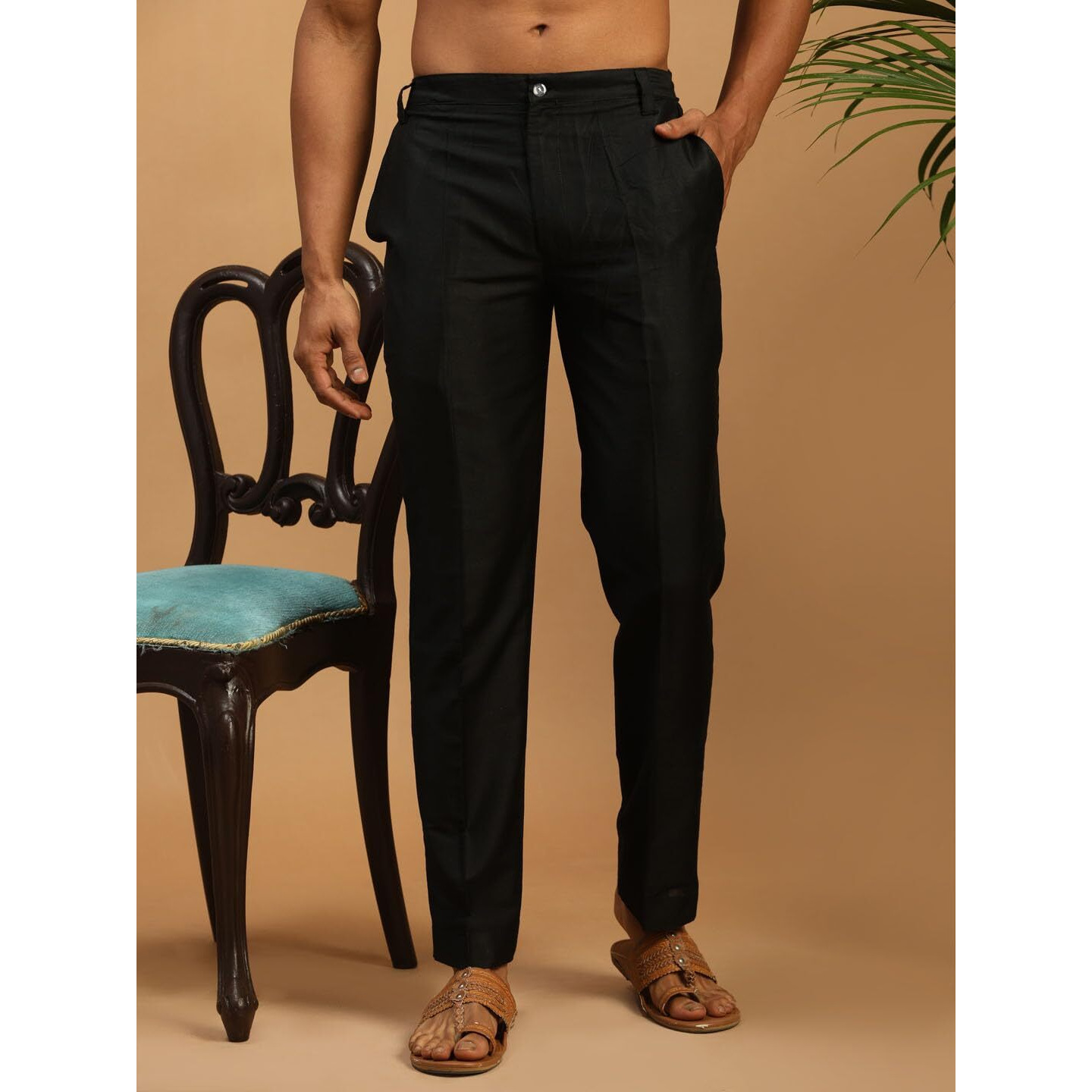 VASTRAMAY Men's Black Viscose Pant Style Pyjama