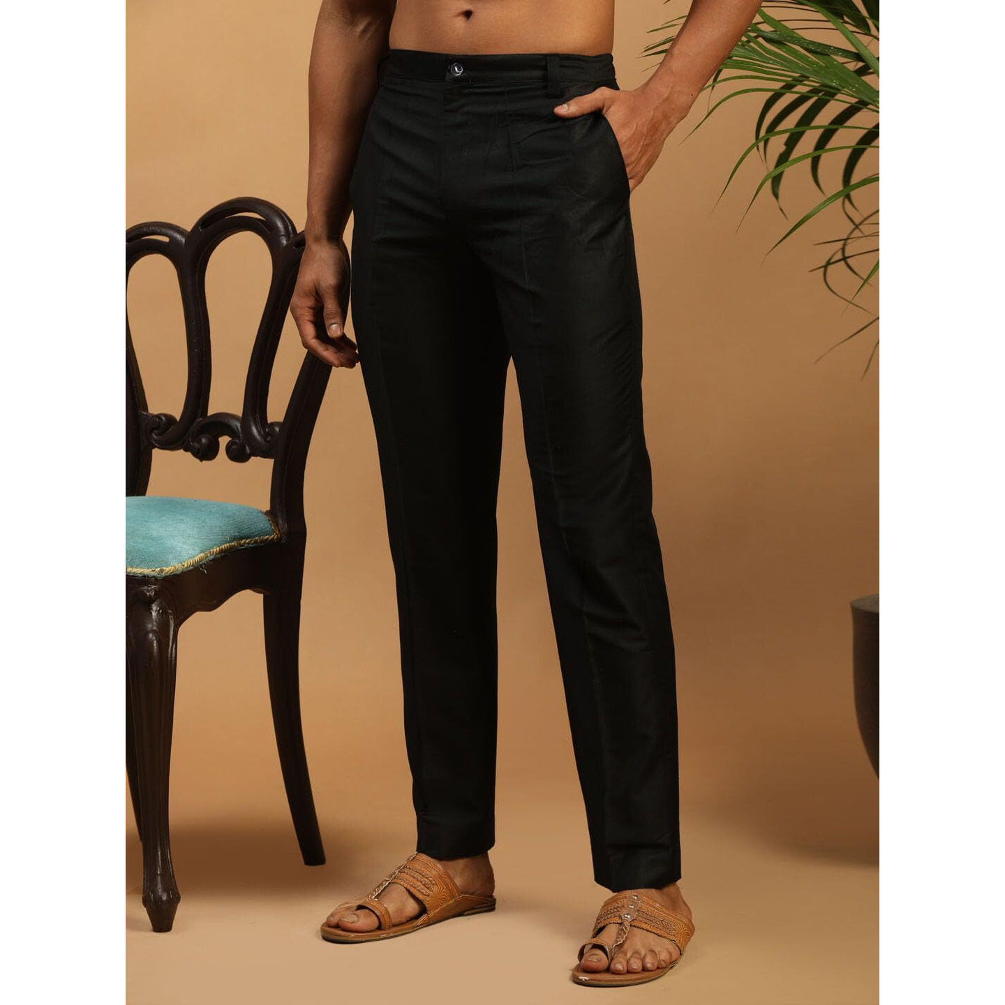 VASTRAMAY Men's Black Viscose Pant Style Pyjama