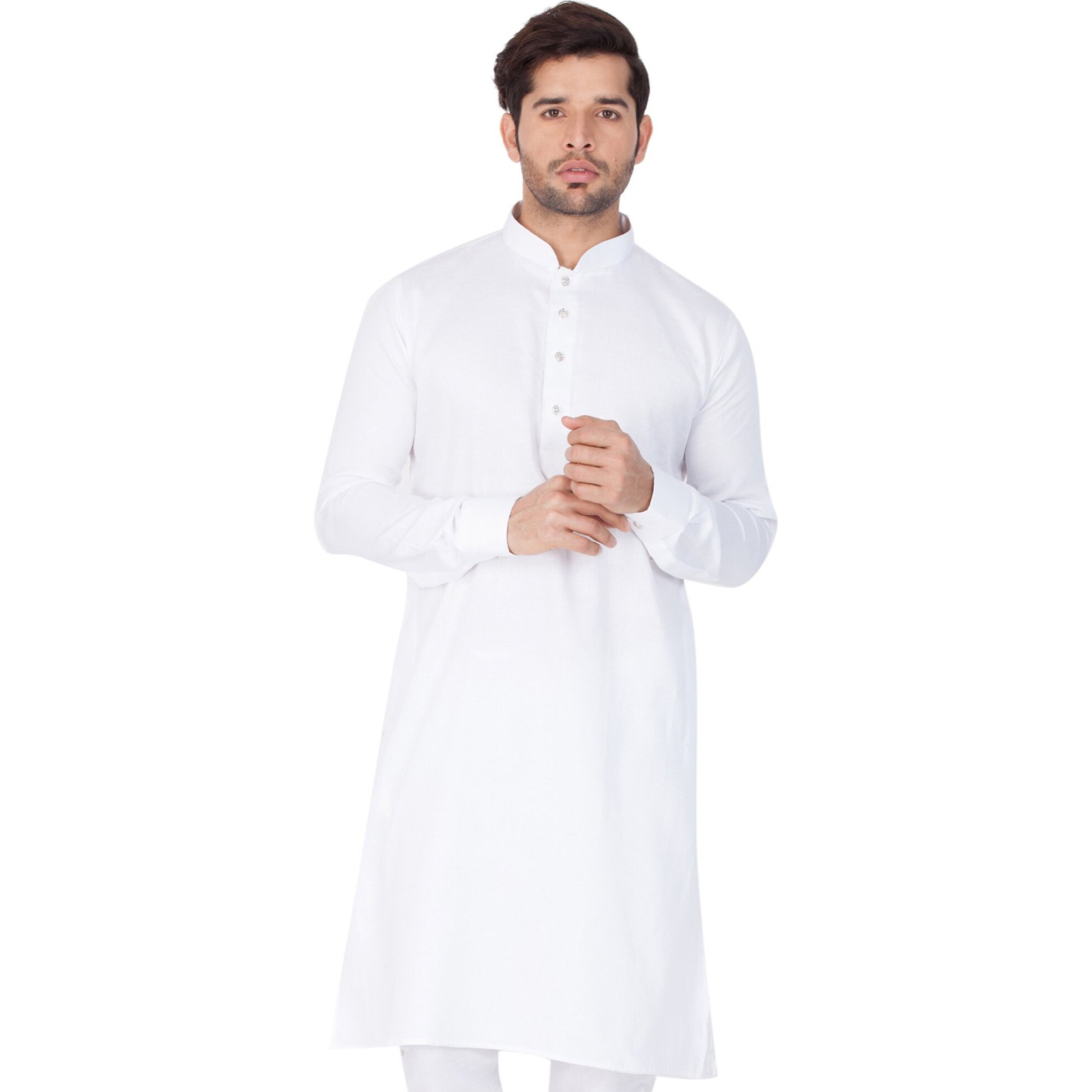 VASTRAMAY Men's White Pure Cotton Kurta Pyjama Set - Lukhnowi Chikankari Embroidered Kurta with Pant Style Pyjama for Weddings, Festivals, and Cultural Celebrations