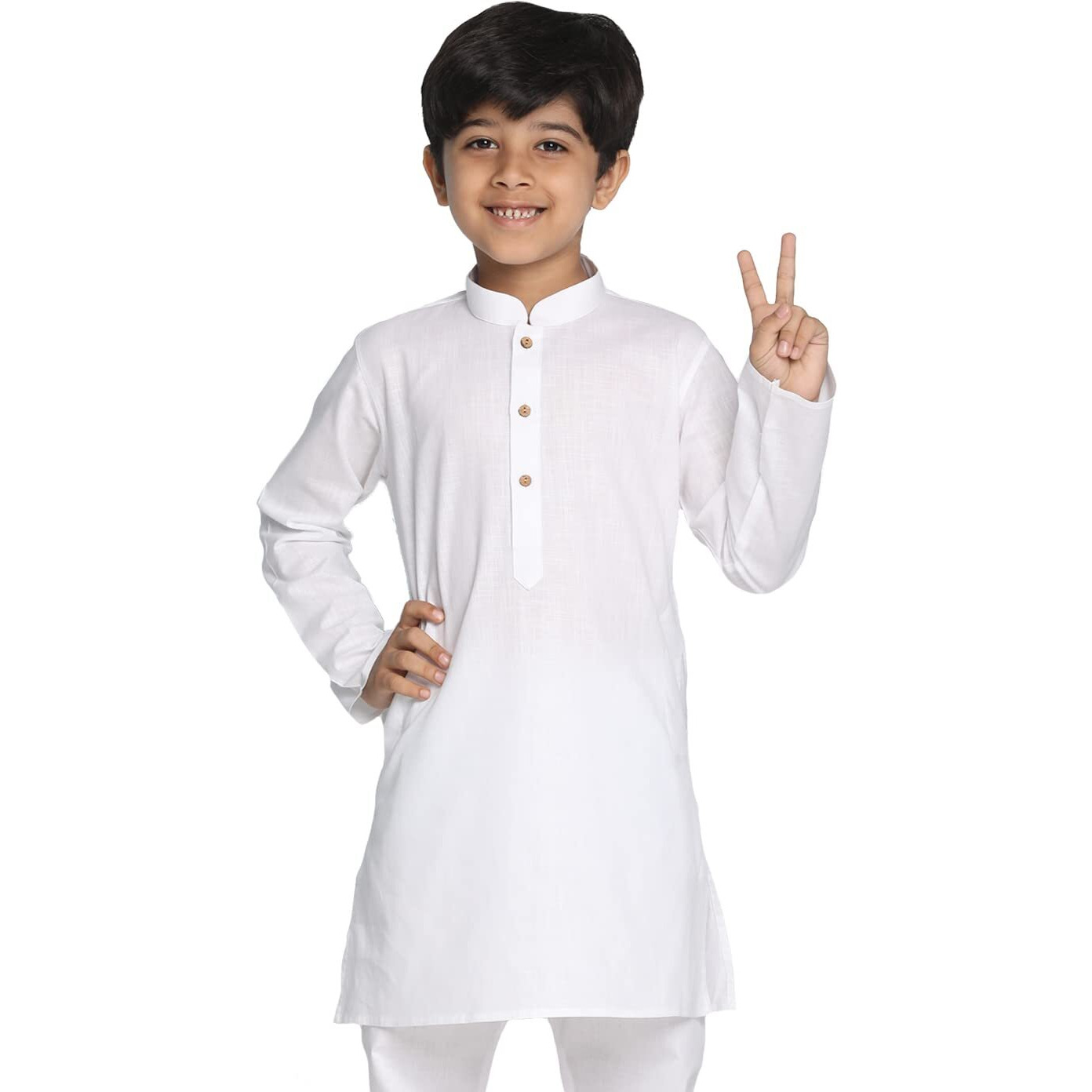 VASTRAMAY Boys' White Kurta (VASBK007WH_Age-6-7Y_White)