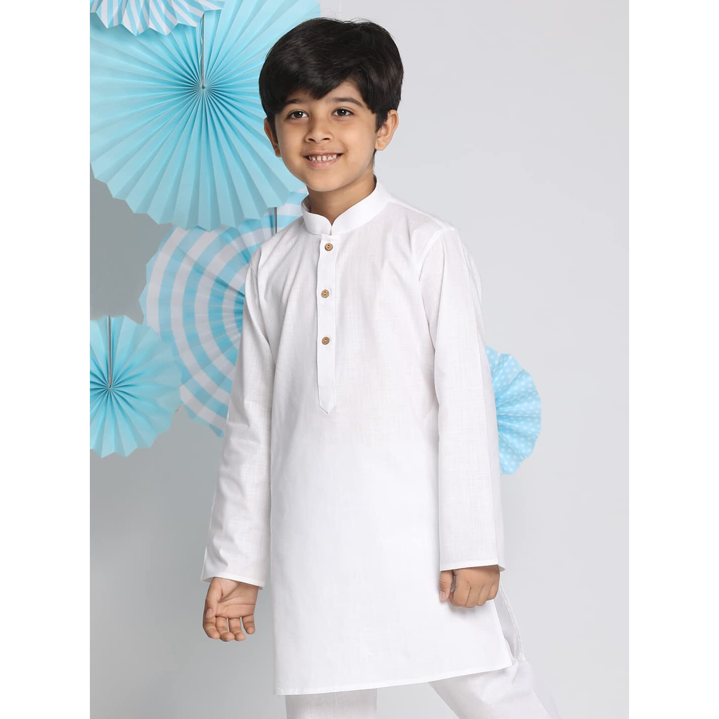 VASTRAMAY Boys' White Kurta (VASBK007WH_Age-6-7Y_White)
