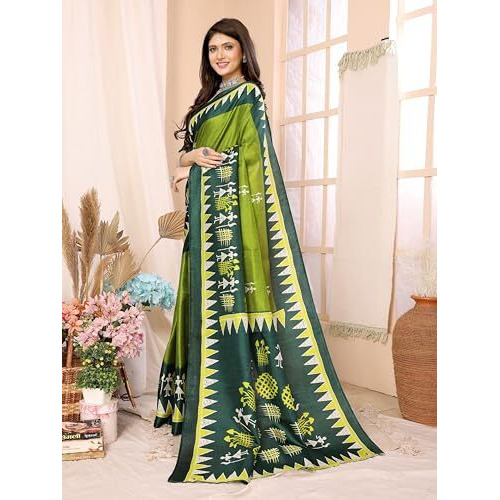 Yashika Women's Woven Printed Art Silk Saree with Unstitched Blouse Material (AZ-YS-P1-PATANG-Parent_Mahendi)