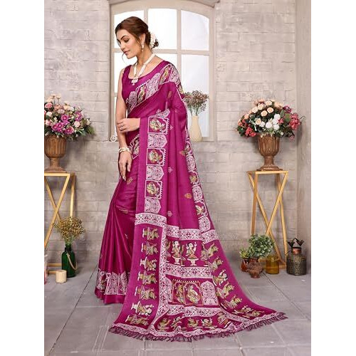 Yashika Women's Woven Latest Art Silk and Tassels Saree with Unstitched Blouse Material (AZ-YS-P3-NAFIZA-Parent-NEW_Purple)