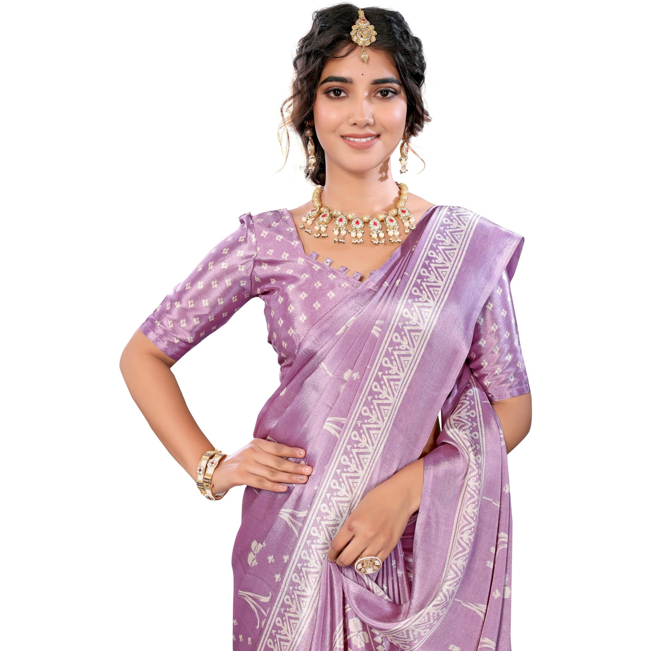 Yashika Women's Woven Latest Tussar Silk Saree with Lace and Blouse Material (AZ-YS-P3-RIZWANA-Parent_Purple)