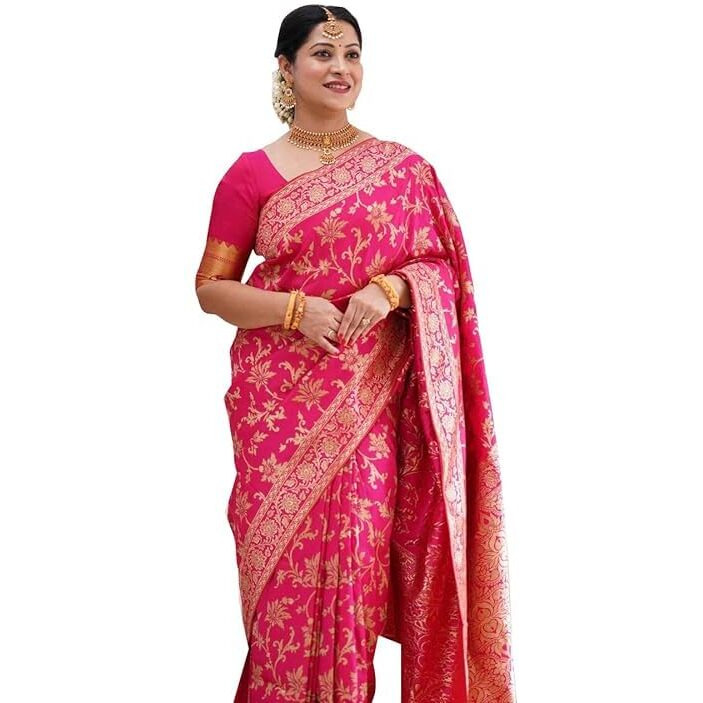 Yashika Woven Banarasi Kanjivaram Cotton Silk Jaquard Women's Saree (AZ-YS-OG-SEVA-Parent_Pink)