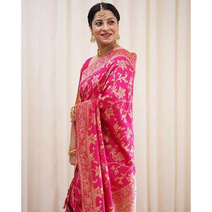 Yashika Woven Banarasi Kanjivaram Cotton Silk Jaquard Women's Saree (AZ-YS-OG-SEVA-Parent_Pink)