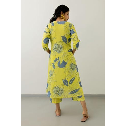 ANNI DESIGNER Women's Rayon Blend Straight Printed Kurta with Palazzo (ANAAR-Green-KS_XXL_Green_XX-Large)
