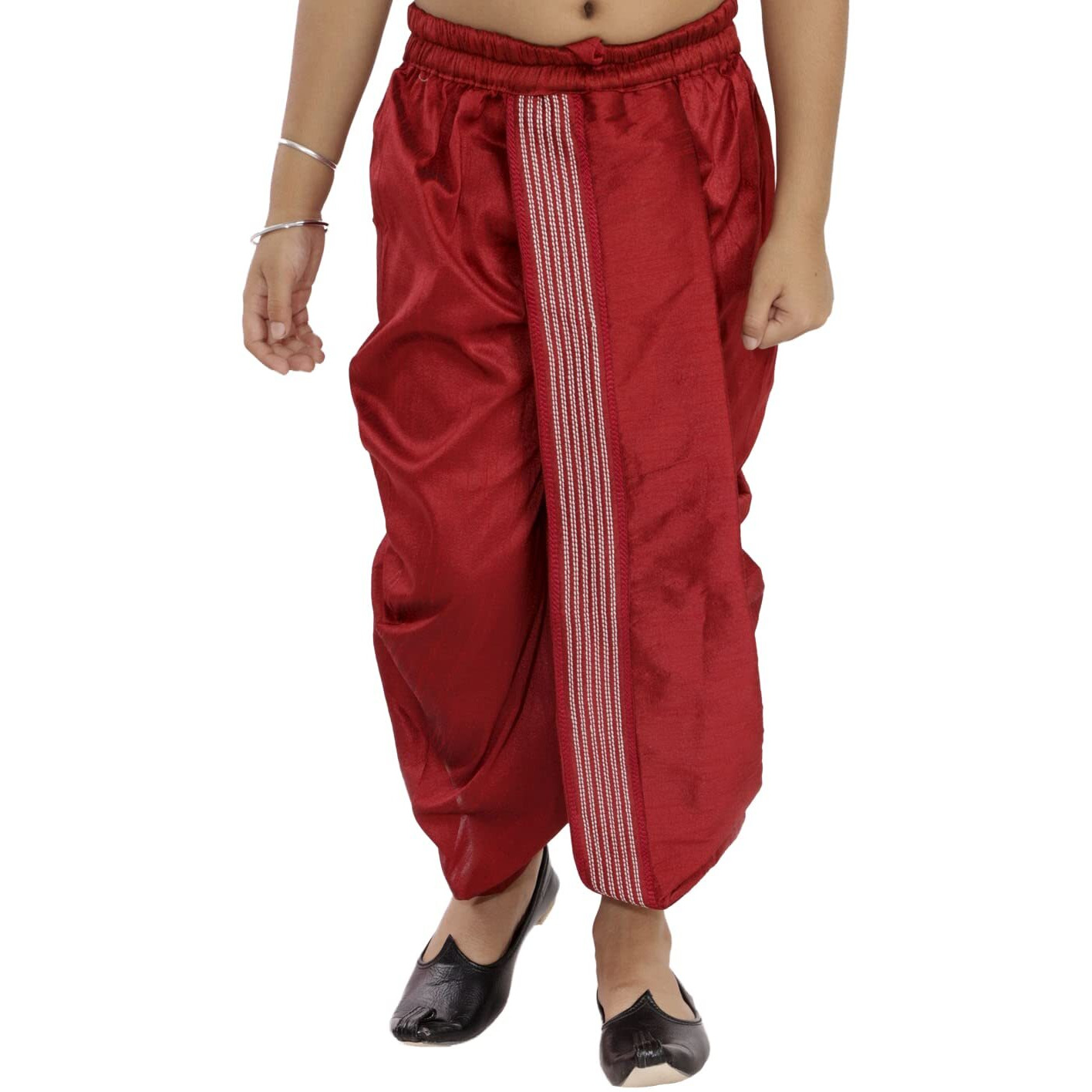 VASTRAMAY Boys' Maroon Traditional Embroidered Dhoti_VASBDT007MA_26