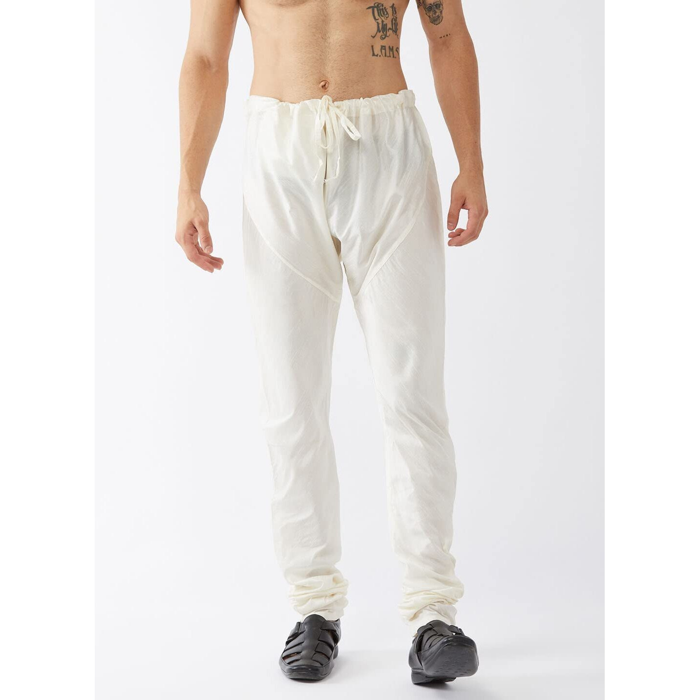 VASTRAMAY Men's Cream Silk Blend Pyjama-VASMPCR_40