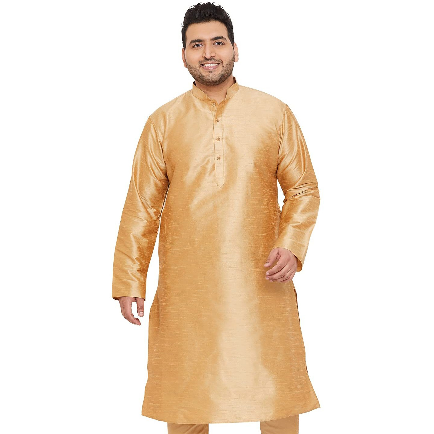 VASTRAMAY Plus Men's Rose Gold Silk Blend Kurta (VPLUSMK001RG_54)