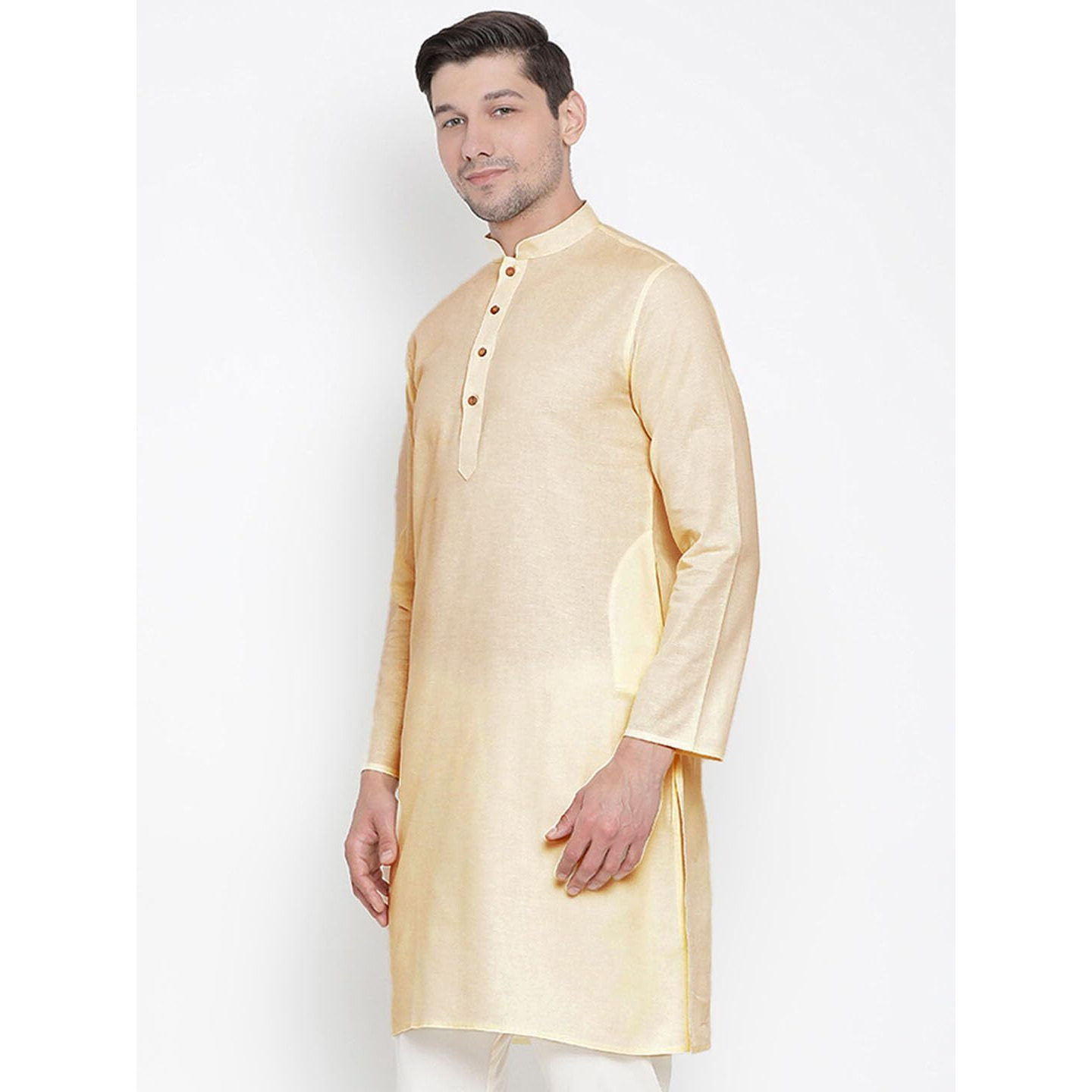 VASTRAMAY Men's Cotton Linen Kurta, Solid Design, Comfortable Fit for Casual, Ideal for Weddings, Parties, and Celebrations