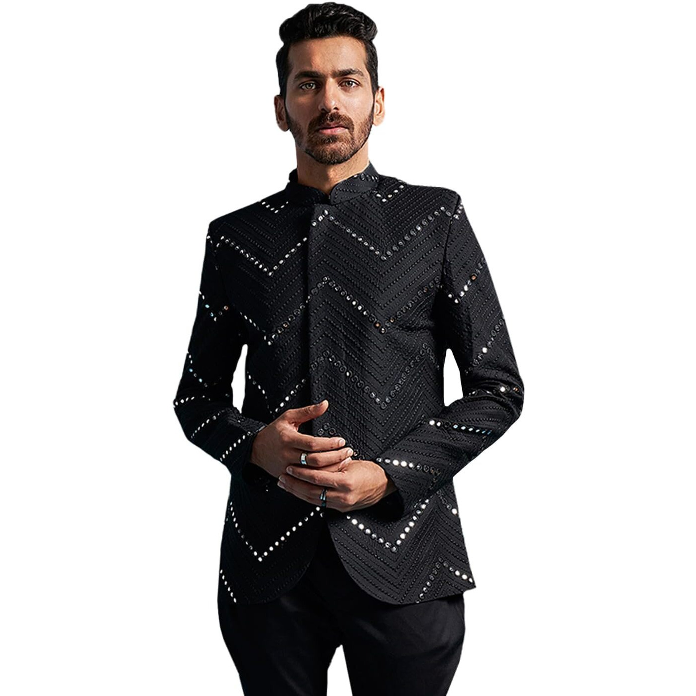 VASTRAMAY Mirror Work Embellished Viscose Jodhpuri Coat for Men  Stylish Ethnic Wear for Weddings & Special Occasions Purple