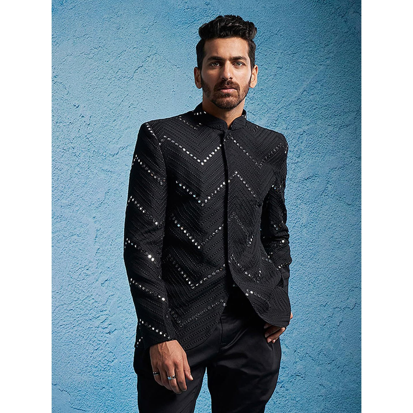 VASTRAMAY Mirror Work Embellished Viscose Jodhpuri Coat for Men  Stylish Ethnic Wear for Weddings & Special Occasions Purple