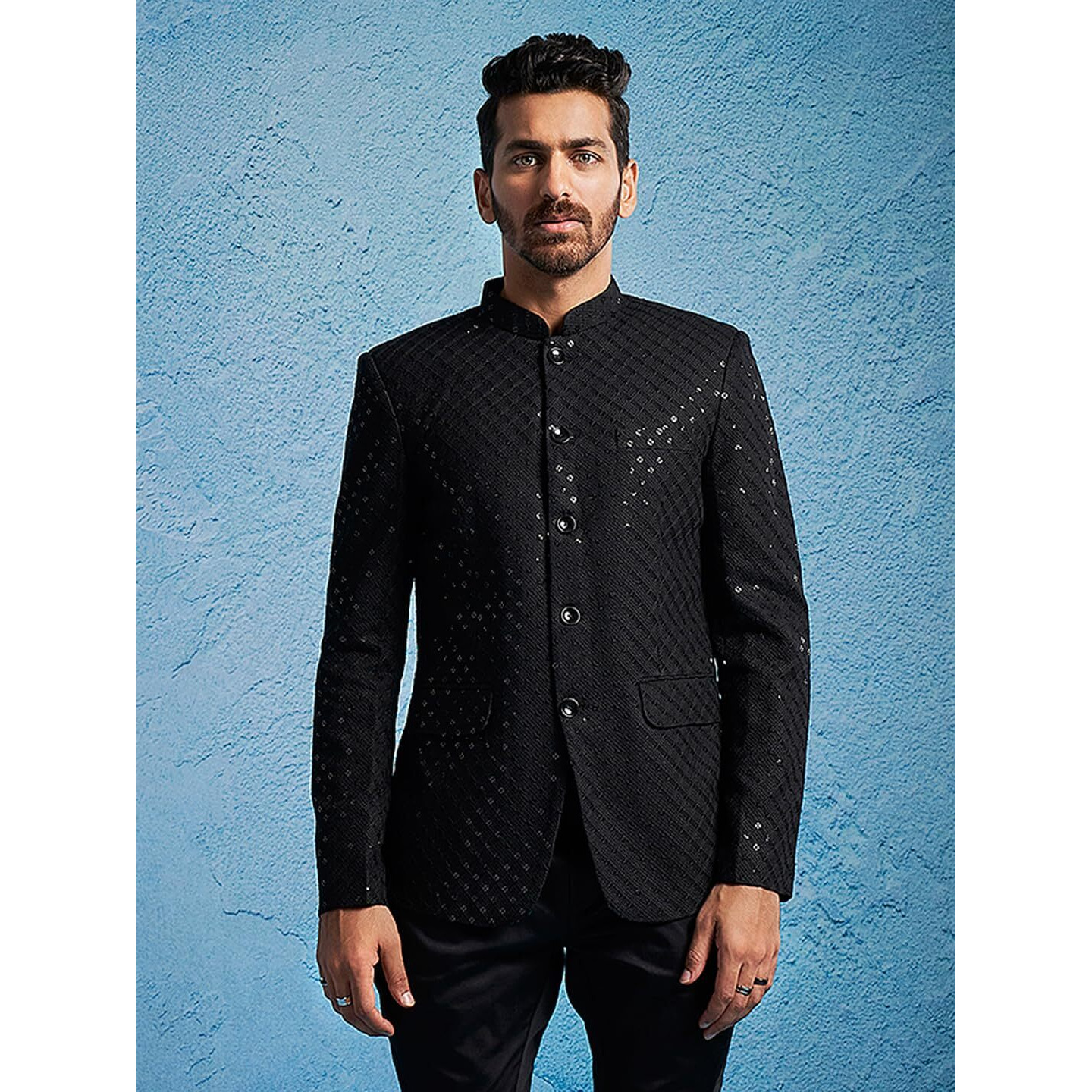 VASTRAMAY Men's Black Schiffli Jodhpuri - XL_VASMJP272BL_42