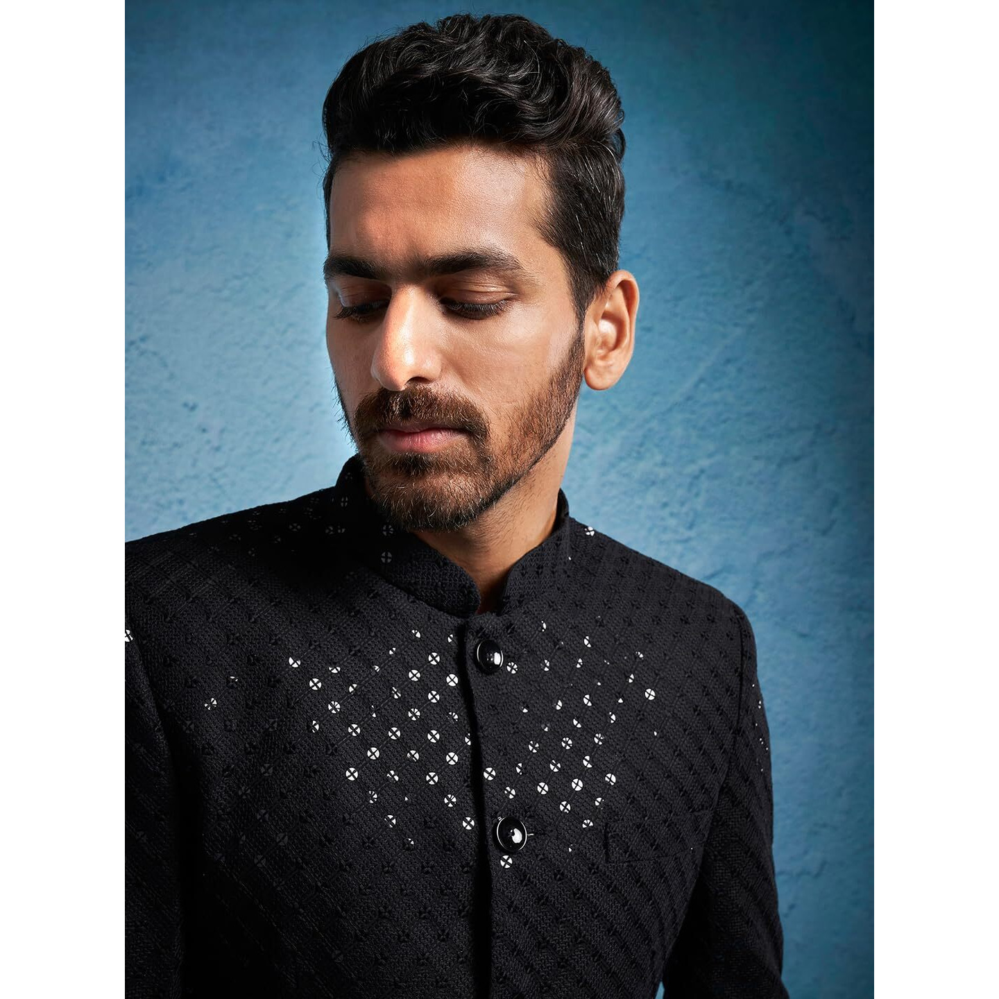 VASTRAMAY Men's Black Schiffli Jodhpuri - XL_VASMJP272BL_42