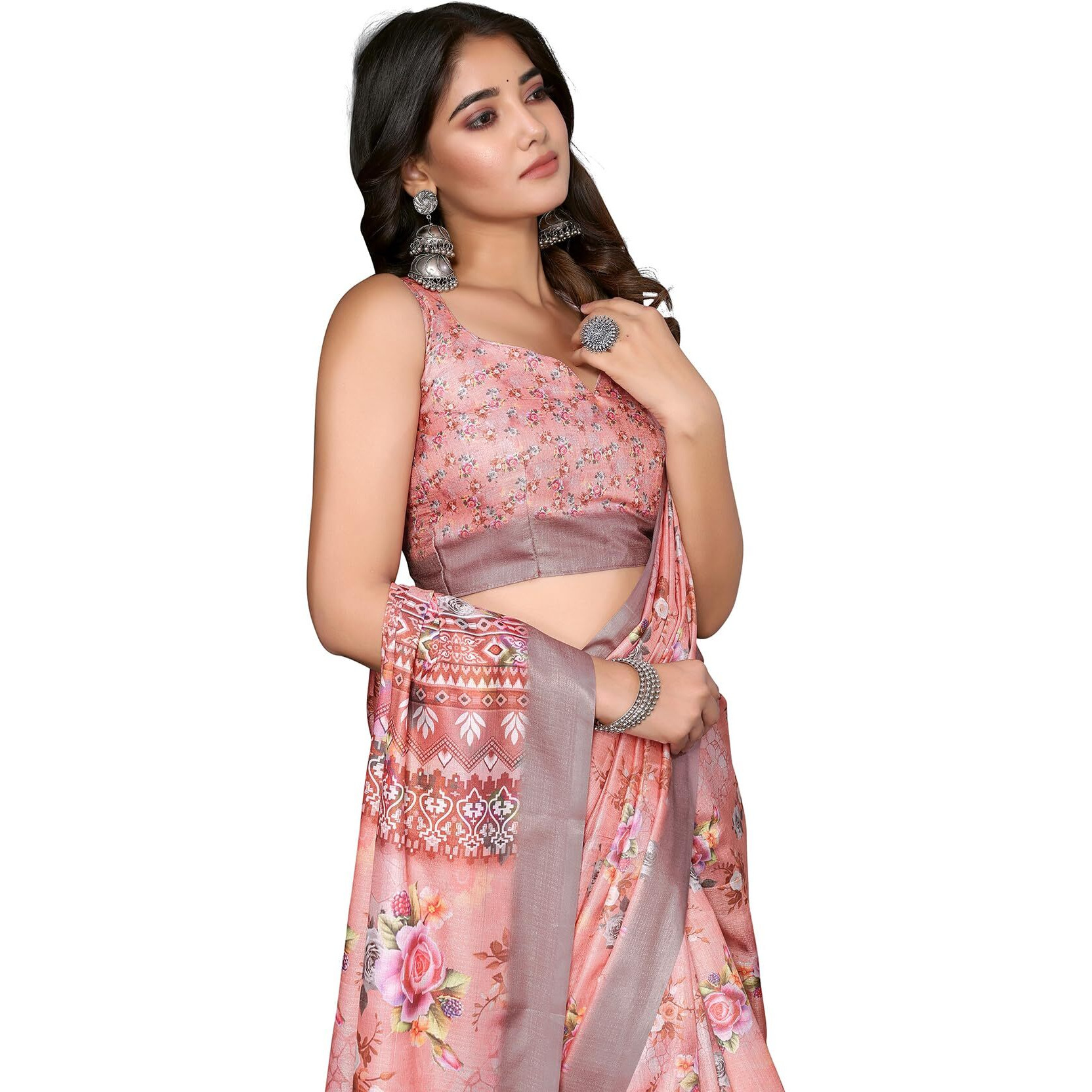 Yashika Women's Digital Print Art Silk Cotton Saree with Tassels and Golden Border - Lightweight and Elegant Ethnic Wear for Festive and Casual Occasions (AZ-YS-P3-PUSHPA 10)