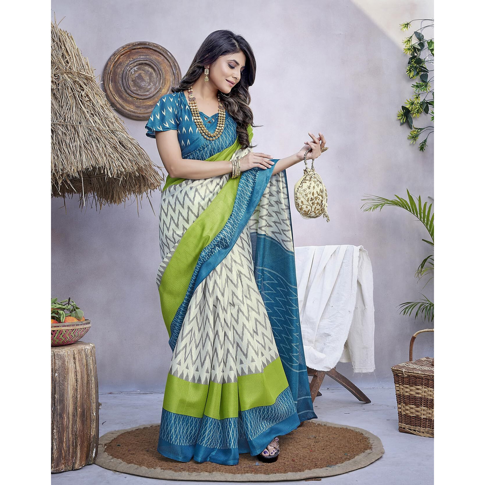 Yashika Women's Printed Trendy Art Silk Saree with Blouse Material||Rama Coloured Art Silk Saree||AZ-YS-P4-INSTA RAMA