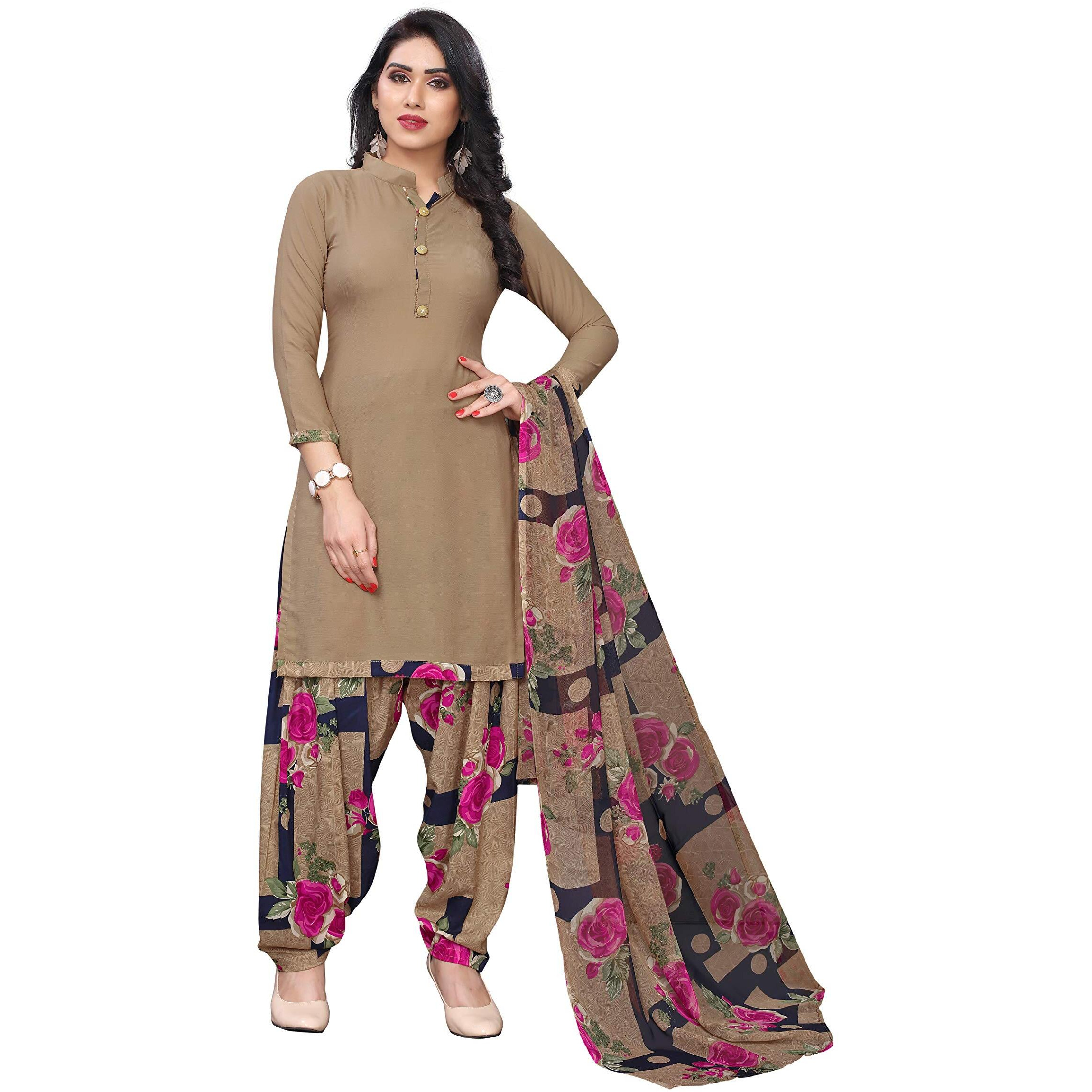 Yashika Women's Crepe Dress Material (Admiring Pink FC Free Size)