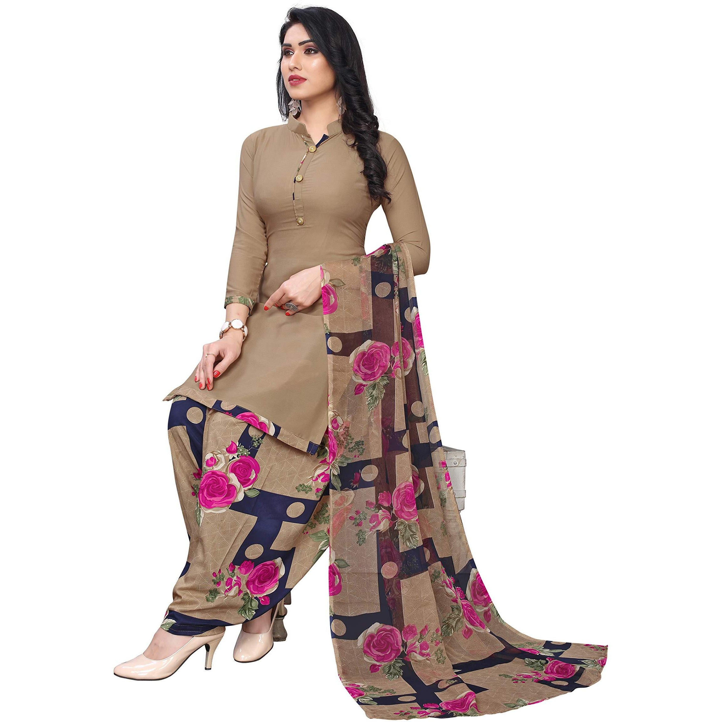 Yashika Women's Crepe Dress Material (Admiring Pink FC Free Size)