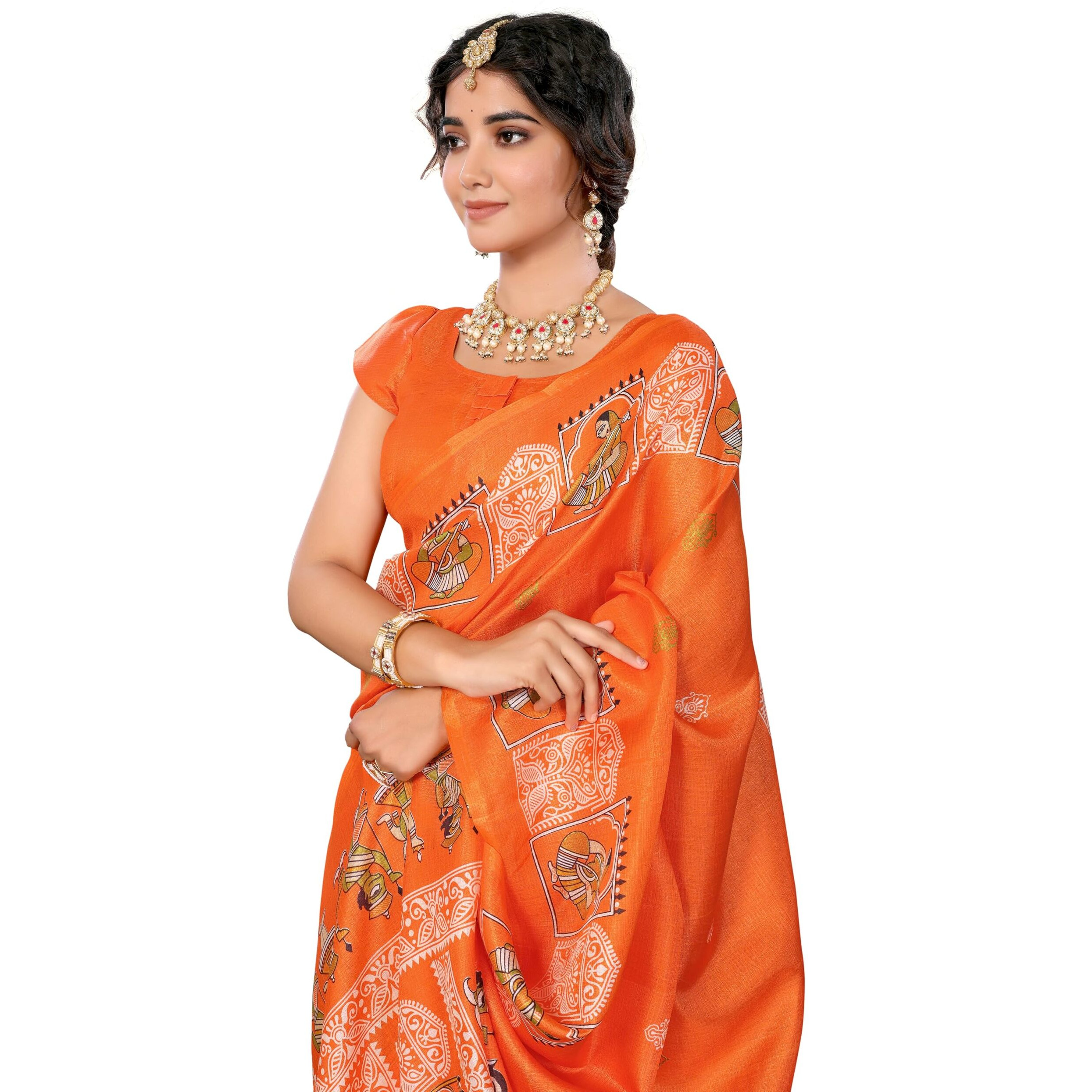 Yashika Women's Woven Latest Art Silk and Tassels Saree with Unstitched Blouse Material (AZ-YS-P3-NAFIZA-Parent-NEW_Orange)