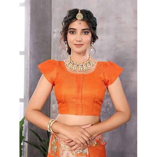 Yashika Women's Woven Latest Art Silk and Tassels Saree with Unstitched Blouse Material (AZ-YS-P3-NAFIZA-Parent-NEW_Orange)
