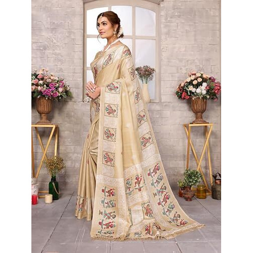 Yashika Women's Woven Latest Art Silk and Tassels Saree with Unstitched Blouse Material (AZ-YS-P3-NAFIZA-Parent-NEW_Chiku)