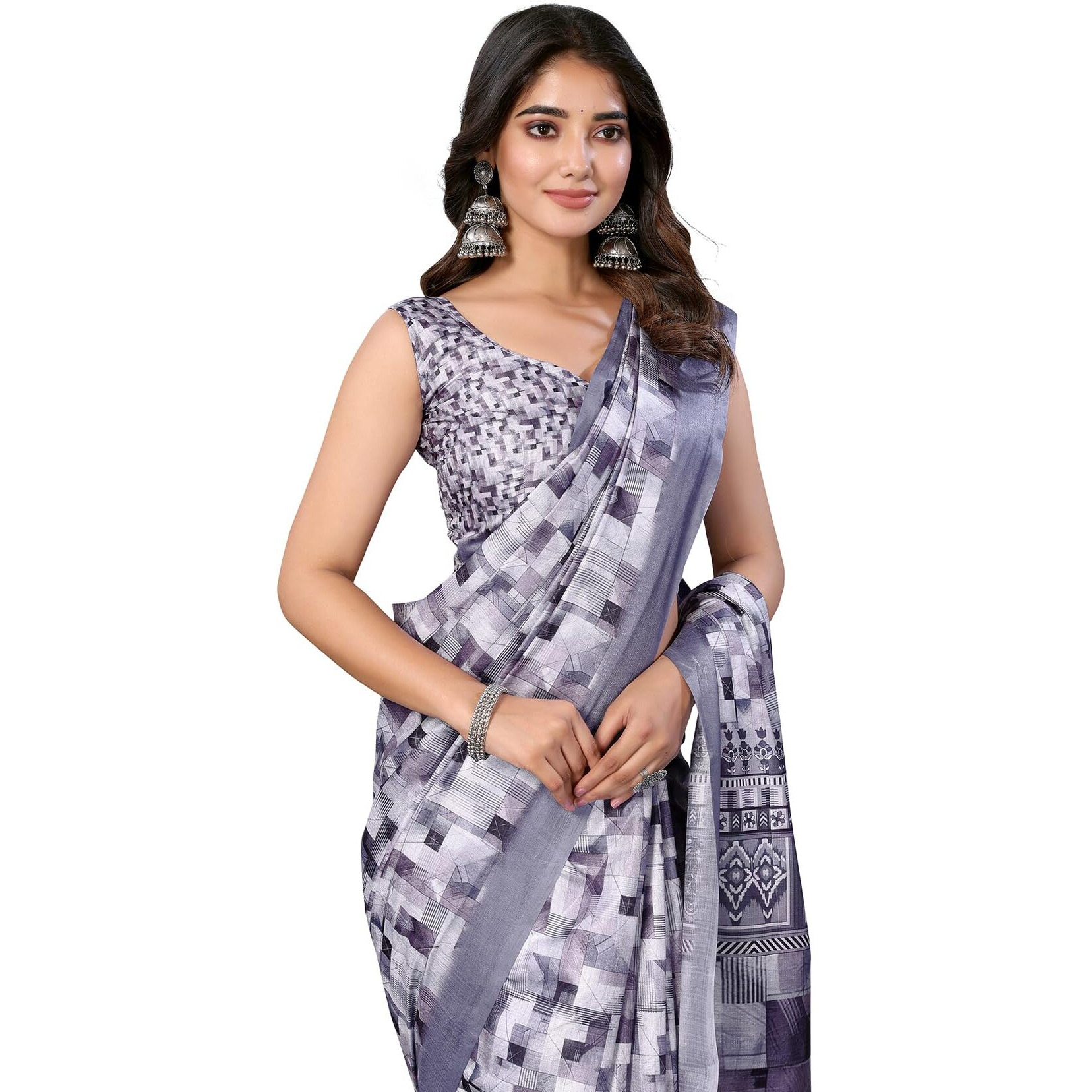 Yashika Women's Digital Print Art Silk Cotton Saree with Tassels and Golden Border - Lightweight and Elegant Ethnic Wear for Festive and Casual Occasions (AZ-YS-P3-PUSHPA 14)
