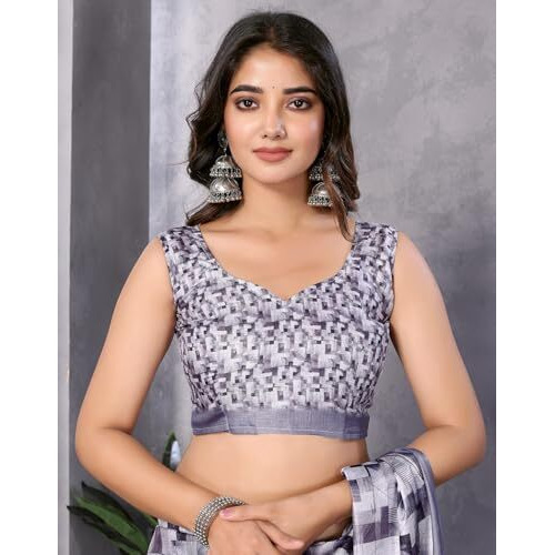 Yashika Women's Digital Print Art Silk Cotton Saree with Tassels and Golden Border - Lightweight and Elegant Ethnic Wear for Festive and Casual Occasions (AZ-YS-P3-PUSHPA 14)