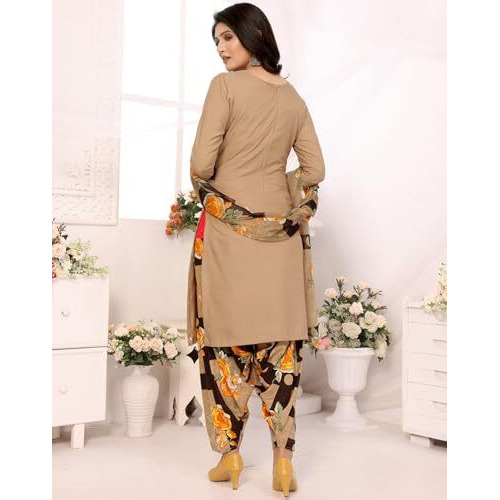 Yashika Women's Printed Dress Material - Unstitched Crepe Fabric Kurti, Pants & Dupatta Set (AZ-YS-P4-ADMIRING YELLOW), Customizable Length
