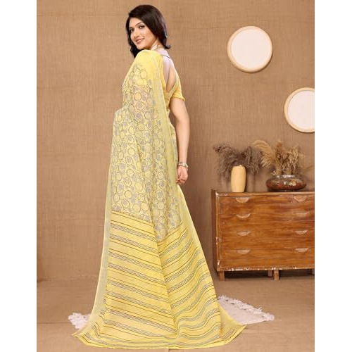 Yashika Women's Saree with Matching Unstitched Blouse and Linen Blend Fabric for Ultimate Comfort - Suitable for Parties, Festivals, Weddings (AZ-YS-P1-ROMAN YELLOW)