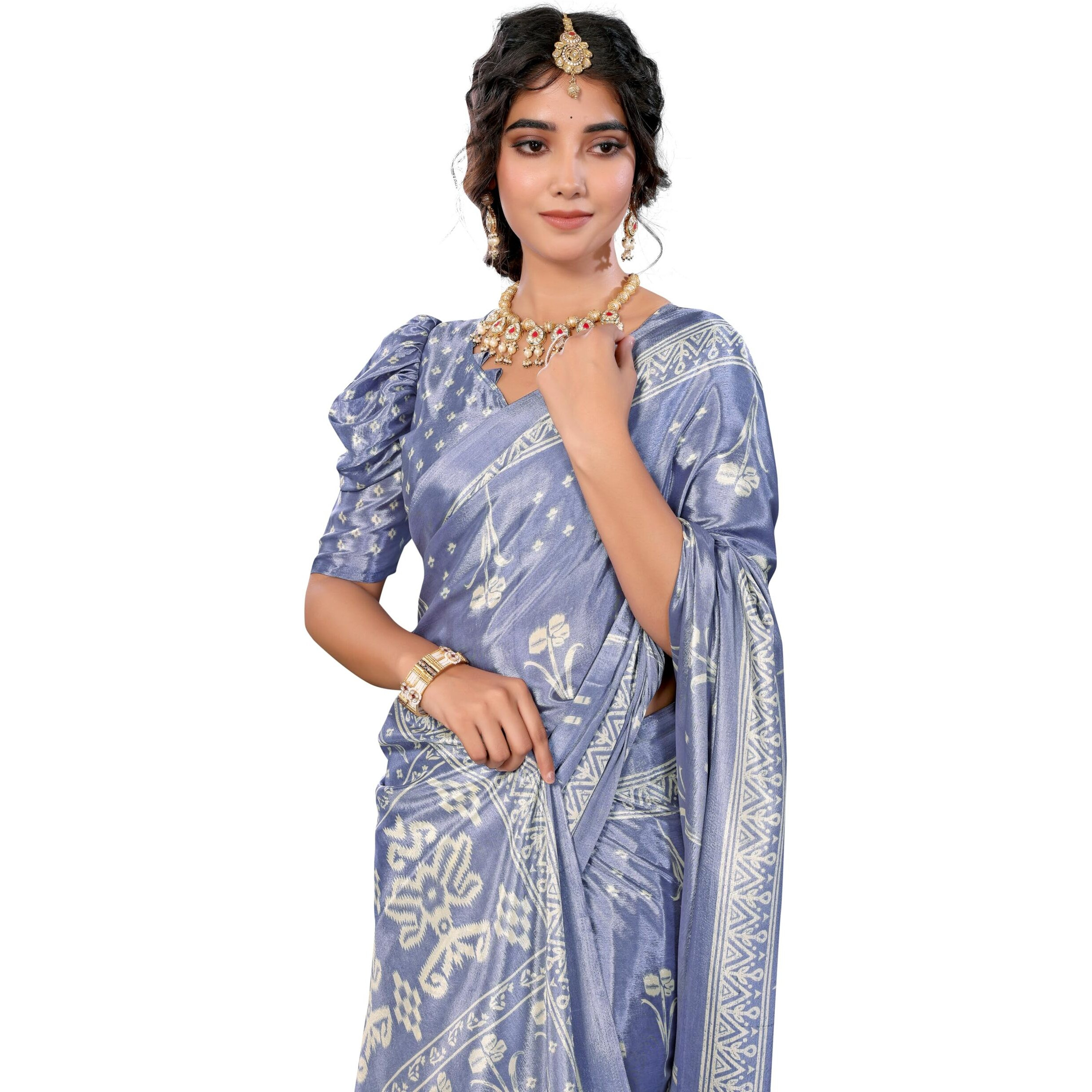 Yashika Women's Woven Latest Tussar Silk Saree with Lace and Blouse Material (AZ-YS-P3-RIZWANA-Parent_Grey)